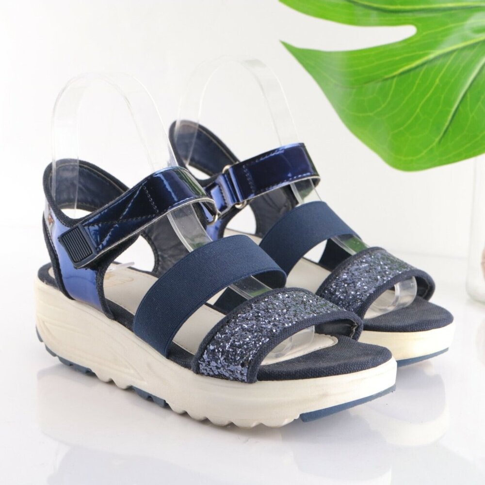 STIU Women's Sandal Size 7 Strappy Blue Elastic Glitter Platform casual Comfy - Picture 12 of 12